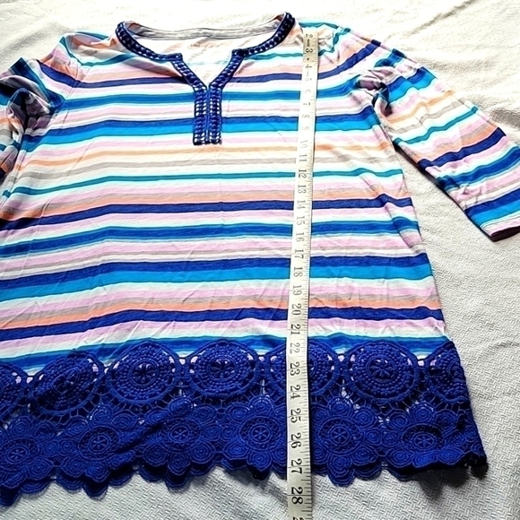 LAND'S End 3/4 Sleeve Striped V-neck Tunic XS Mint Condition - Picture 6 of 7